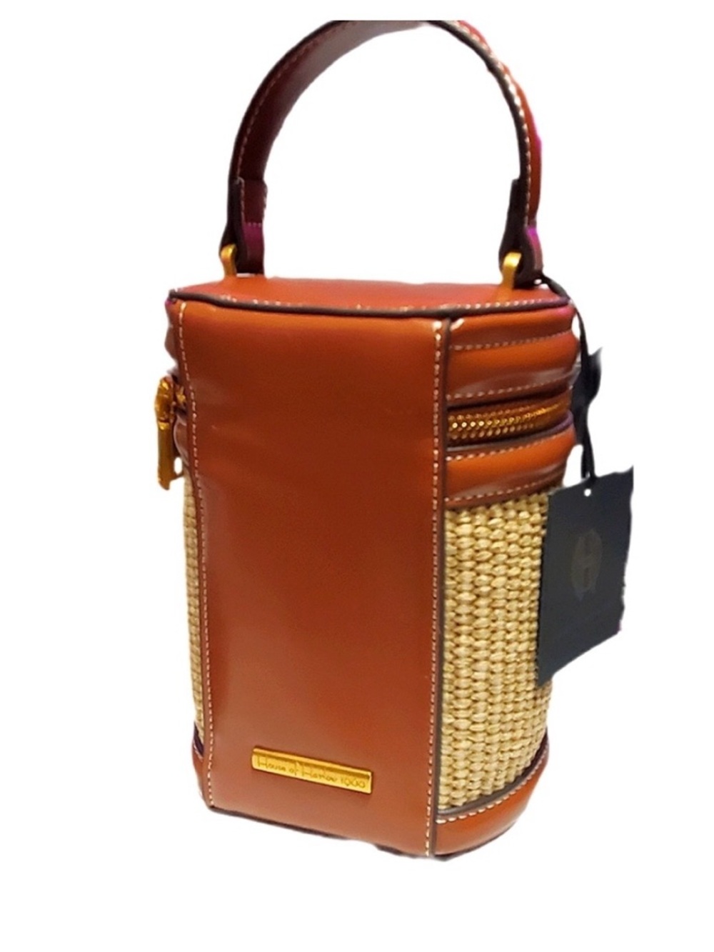 🤎  NWT HOUSE OF HARLOW 1960 WOVEN ZIP TOP BUCKET BAG!